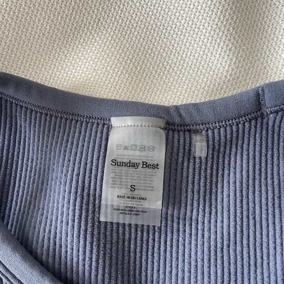 Sunday Best Blue Gray Ribbed Tank Top - Picture 3 of 3